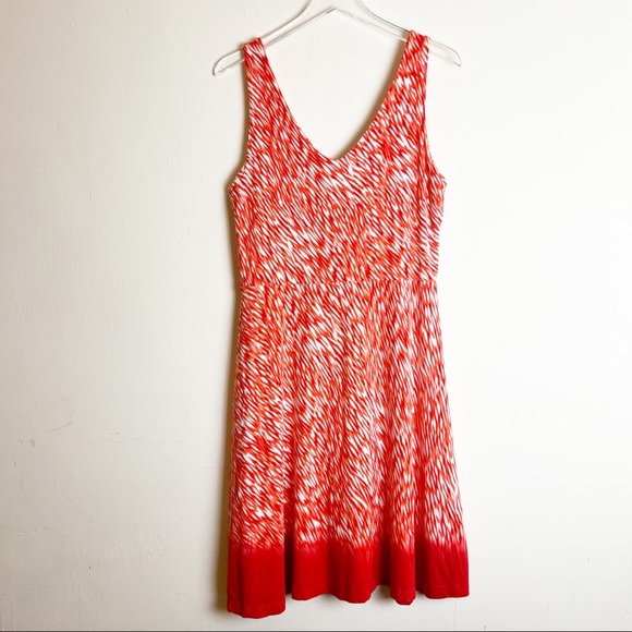 Athleta Animal Print Sleeveless Knit Dress, Size Large - Orange/White - Picture 4 of 12
